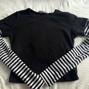 brandy melville black and white cropped top